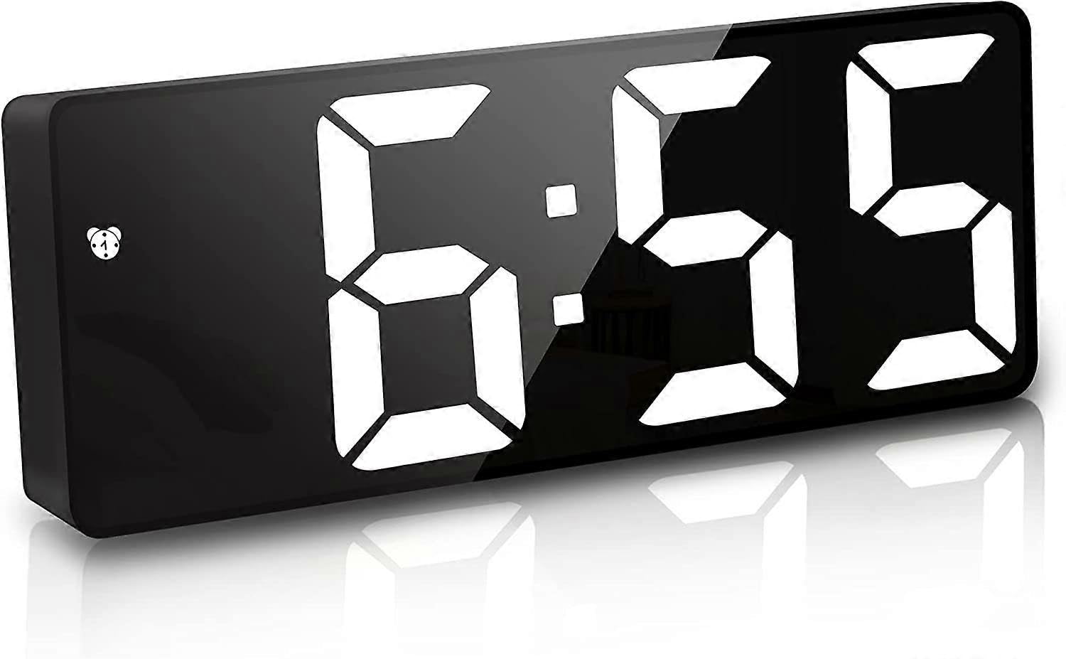 JOYHAPPST Digital Alarm Clock, 6.7 Inch LED Digital Clock Headboard Alarm Clock Early Alarm Clock, Voice Control/No Ticking/Gluttonous/Temperature/Date