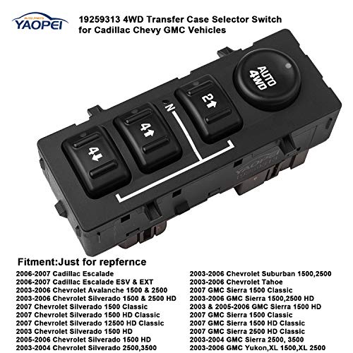 image for YAOPEI 4WD Switchs 4x4 Transfer Case Button for 2003-2007 Chevrolet Si
