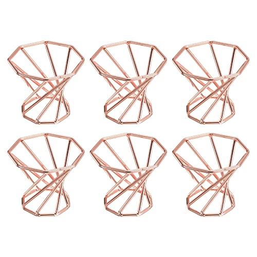 PATIKIL Air Plant Holder, 6 Pack Tillandsia Pot Base Container Metal Air Plant Rack Indoor Planter Stands for Home Rose Gold