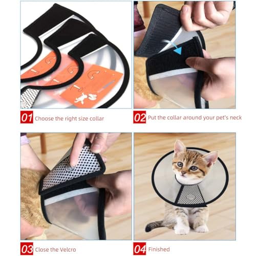 2 Stück Halskrause Katze, Halskrause für Hund Haustiere Schutzhalsband Kegelhalsbänder aus Kunststoff, Leichter Elisabethanischer Kragen, Kegel Einstellbar Halskrause für Katzen kleine Hunde