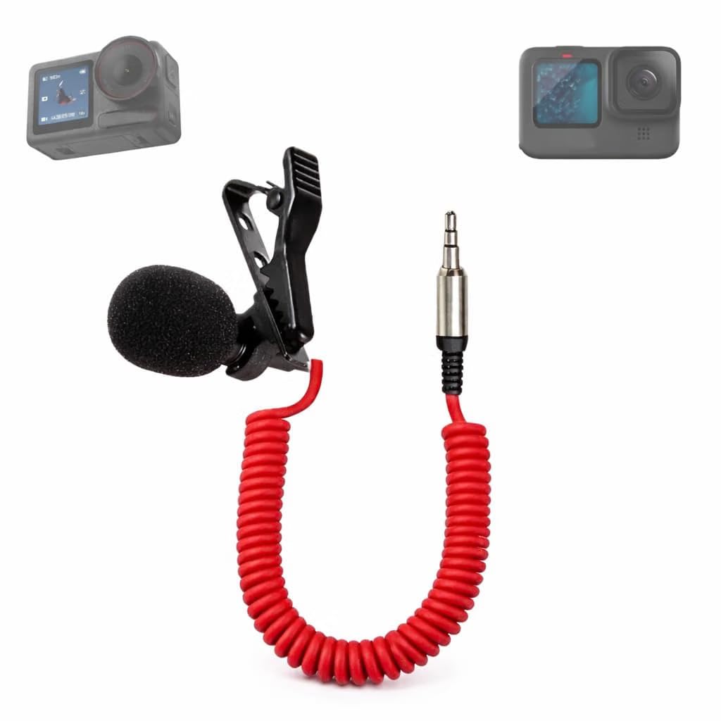 noise canceling elastic short wire microphone for motovloggers compatible with gopro hero 7/8/9/10/11/12 mediamod/mic adapter and all action camera