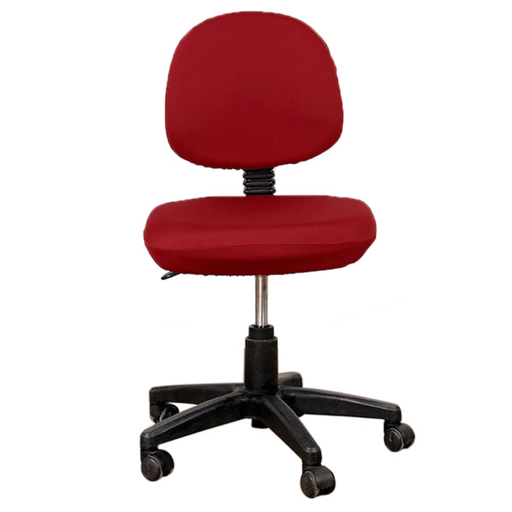 2 Fundas de Asiento para Silla de Escritorio, Oficina, Estirables, ExtraĆbles, Lavables, Giratorias, Fundas de Respaldo y Protectores de Cojines, Fundas Universales (Rojo)