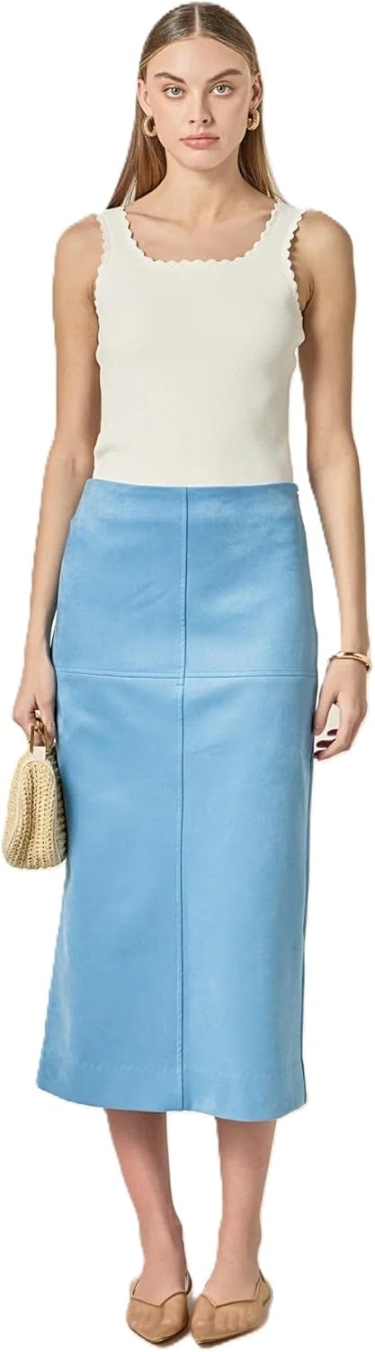 English Factory Women's Faux Suede Midi Skirt