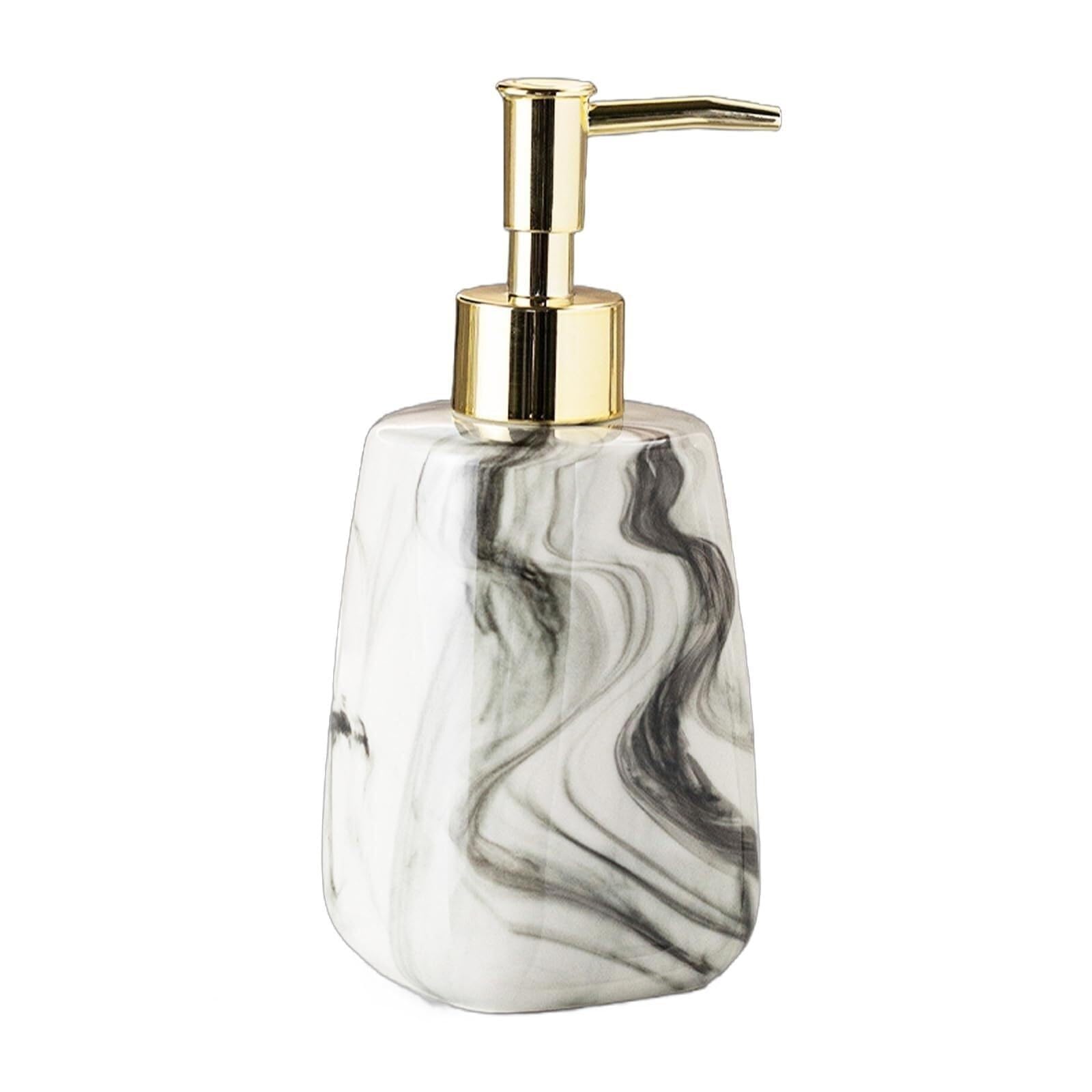 Hand Soap Dispenser Hand with Pump Ceramics Refillable Liquid Dispensers for Bathroom Dish for Bathroom(Grey Square)