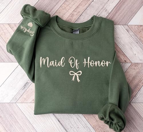 Custom Maid of Honor Sweatshirt,Matron of Honor Crewneck,Bridesmaid Hoodie,Bridal Party Sweater,Wedding Gifts2