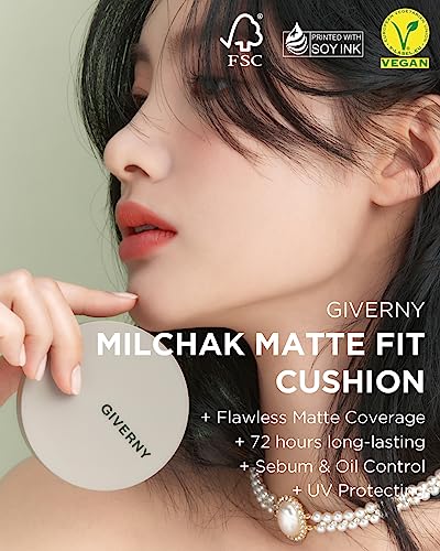 Giverny Milchak Matt Fit Cushion Foundation With Refill – Flawless Coverage For Oily Skin - Sebum And Sweat Control - Lightweight And Waterproof Foundation Makeup, 0.4Oz. X 2 (#23 Medium Beige) #TOP2
