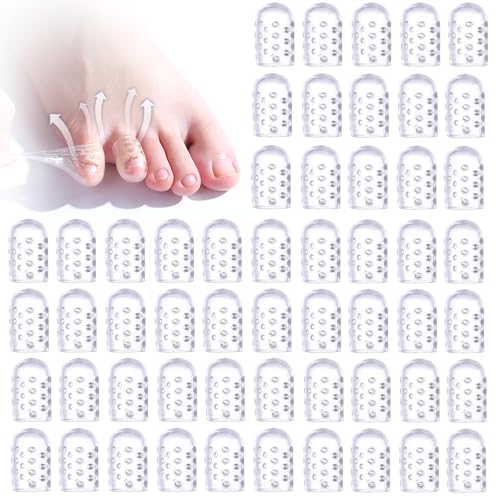 Image of 50 Pcs Silicone Toe Protectors Women, Gel Anti-Friction Toe Protector Breathable, Soft Clear Little Toe Protectors Women, Toe Sleeves for Corns, Blisters and Pain Relief