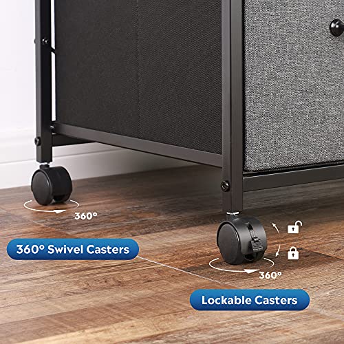 Devaise 3 Drawer Mobile File Cabinet, Rolling Printer Stand With Open Storage Shelf, Fabric Lateral Filing Cabinet Fits A4 Or Letter Size For Home Office, Rustic Brown #TOP5