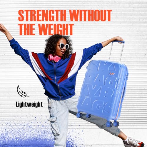 Image of Skybags Graphiq Check-in 66 cm(Medium) Polycarbonate 8 Spinner Wheels Trolley Bags for Travel Hard Case Luggage, Lightweight Bag with TSA Lock & Scratch Resistant with 5 Years Warranty (Persian Blue)