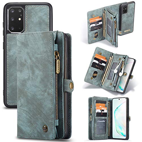 Bpowe Galaxy S20 Plus Wallet Case,Zipper Purse Leather Shockproof TPU Bumper Detachable Magnetic Flip Case with Card Slots Stand Holder Cover for Samsung Galaxy S20+/S20 Plus 5G 6.7 inch (Green)