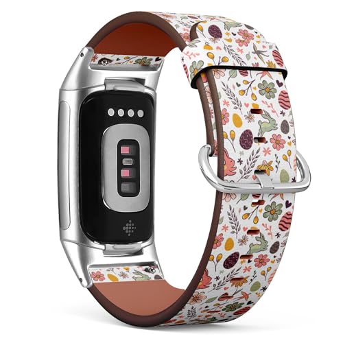 Compatible with Fitbit Charge 5 / Fitbit Charge 6 Replacement Leather Watch Band (Easter Holiday) Smartwatch Strap Bracelet Wris