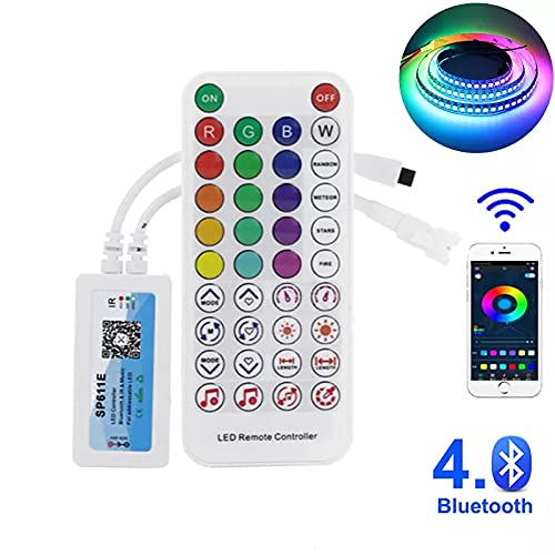 Image of SP611E Bluetooth Controller with Dual Signal Output Ports for LED Pixel Strip /3 Keys Button /IR 38Key Remote Control /Built-in Mic for WS2812B WS2811 (without Supply and LED Strip)