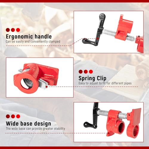 Dupdmkin Pipe Clamp 8 Pack Pipe Clamps For Woodworking Heavy Duty Pipe Clamps 3/4 Inch Wood Gluing Clamps With Quick Release thumb #2