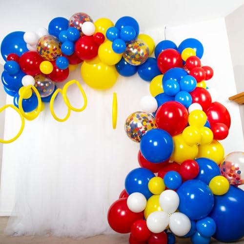 Image of PartyWoo Red Yellow Blue Balloons 100 pcs 12 Inch Pack of Red Yellow and Blue Latex Balloons for Baby Shower Graduaion Gender Reveal Retirement Birthday Engagement Bachelorette Party Decorations