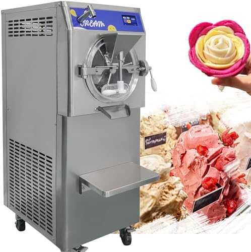 60L/H Italian Ice Maker Machine Commercial, Hard Serve Ice Cream Machine, Gelato Machine, Sorbet Machine Sluch Maker, Batch Freezer Ice Cream Machine with Sprayer for Supermarket Snack Bar, 3000W