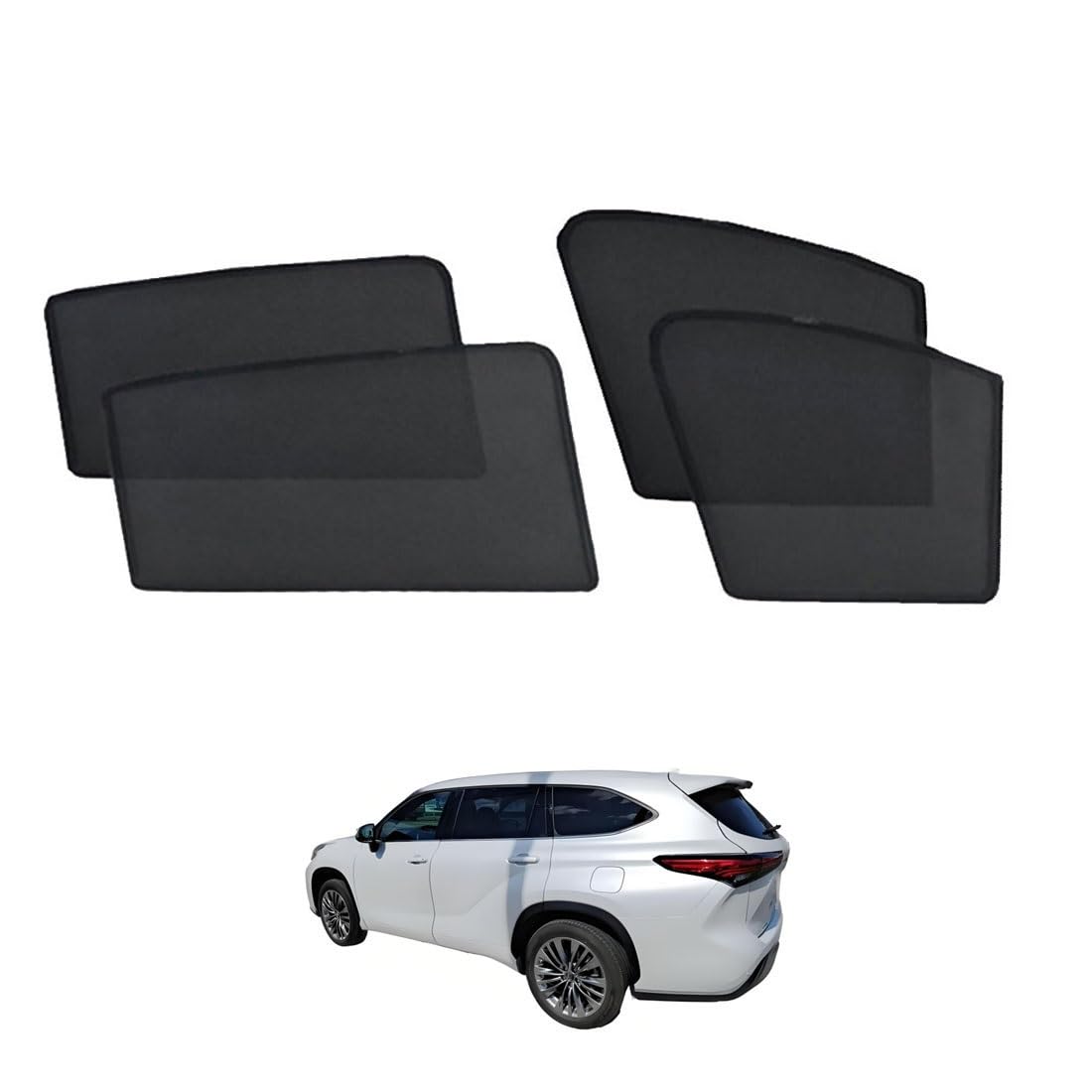 Parasol Coche Infantil Lateral para Highlander/Kluger XU70 2021-2025 Parasol Cortina Magnética Protección UV para Bebé y Mascotas,Plegable(Front+Rear 4pcs)