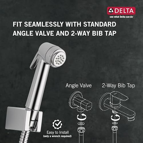 Image of Delta Faucet ABS Health Faucet Chrome Body Superior Performance Easy to Operate and Grip Premium Jet Spray with 1.25M Hose and Holder (Polished Chrome Finish, 22900-I)