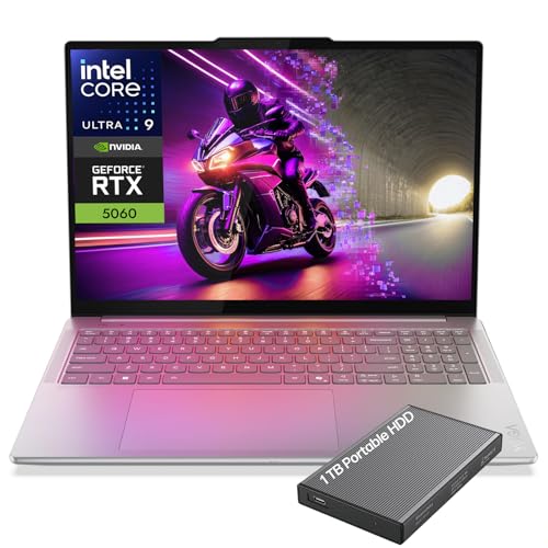 Image of Lenovo Yoga Pro 9i 16 inch Laptop, Intel Core Ultra 9-285H, NVIDIA GeForce RTX 5060, 3.2K Tandem OLED 120Hz Touchscreen Display, 32GB RAM, 2TB SSD, Wi-Fi 7, Thunderbolt, Win 11 Home, w /1TB Portable HDD