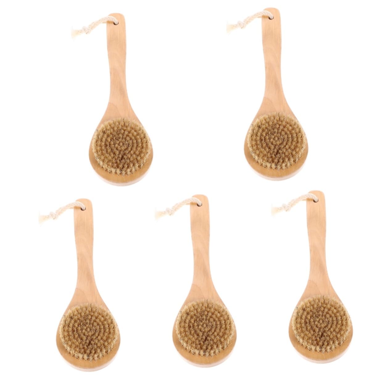Healeved 5piezas Cepillo Exfoliante Corporal Con Mango De Madera Cepillo De Para Masaje y Limpieza Exfoliador De Baño Para Sensación Confortable La Piel