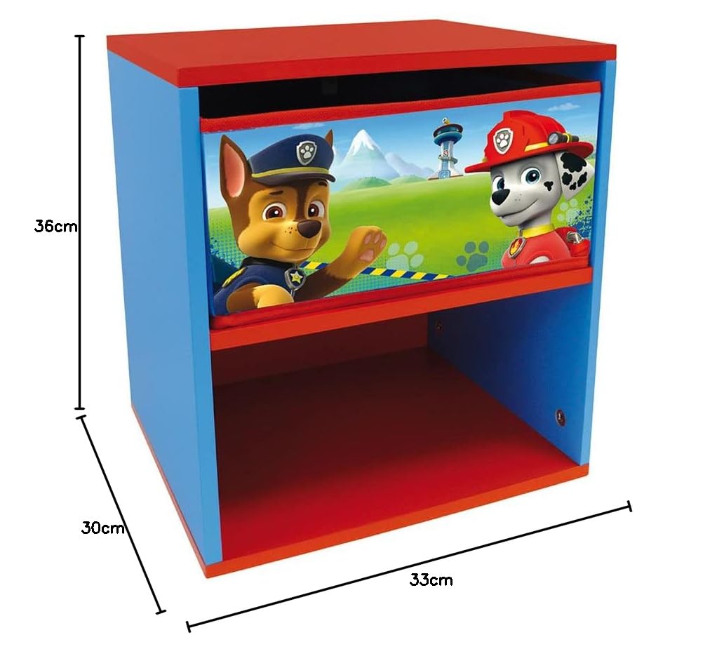 Fun House Fun HOUSE-712533-PAT Patrouille-Chevet avec tiroir pour Enfant, Bois MDF/Intissé, Bleu, 33x30x36 cm