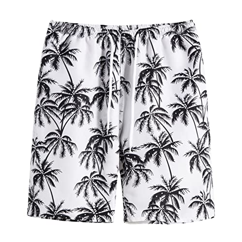 Allthemen Shorts et Bermuda de Plage Homme à Fleurs Hawaii Shorts de Bain d'été Floral Imprimée Blanc XXL Cover