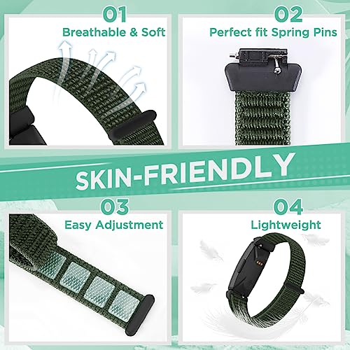 Image of Nylon Bands Compatible for Fitbit Inspire 3 /Inspire 2 /Inspire /Inspire HR /Ace 3 /Ace 2 Bands, Breathable Sport Replacement Straps Soft Adjustable Solo Loop Nylon Wristband for Women Men Kids