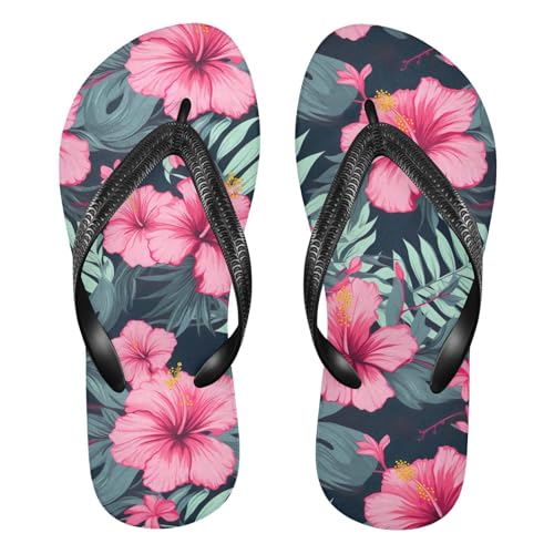 RunningBear Hibiscus Flower Leaves Tropical Womens Flip Flops Sandals Thong Sandals