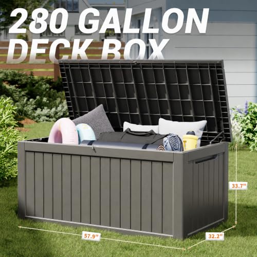 Image of Outdoor Storage Box Waterproof, 280 Gallon Deck Box for Patio Storage