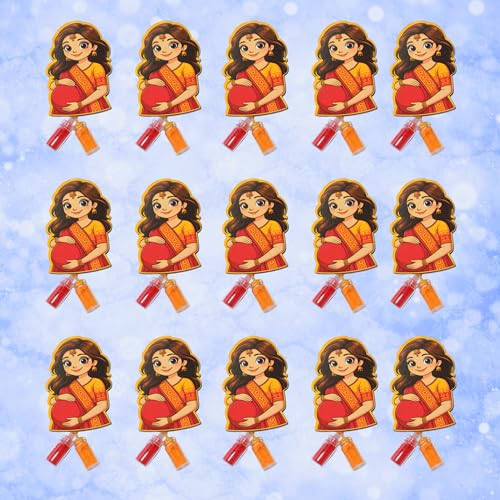 Image of CraftVatika Baby shower Haldi Kumkum Return Gifts in Bulk Festive Decor, Pasupu Haldi Bottle Mom To Be Cutout, Thamboolam Return Gifts for Wedding Pooja, Navratri Gift for Family and Friends (15 Pcs)