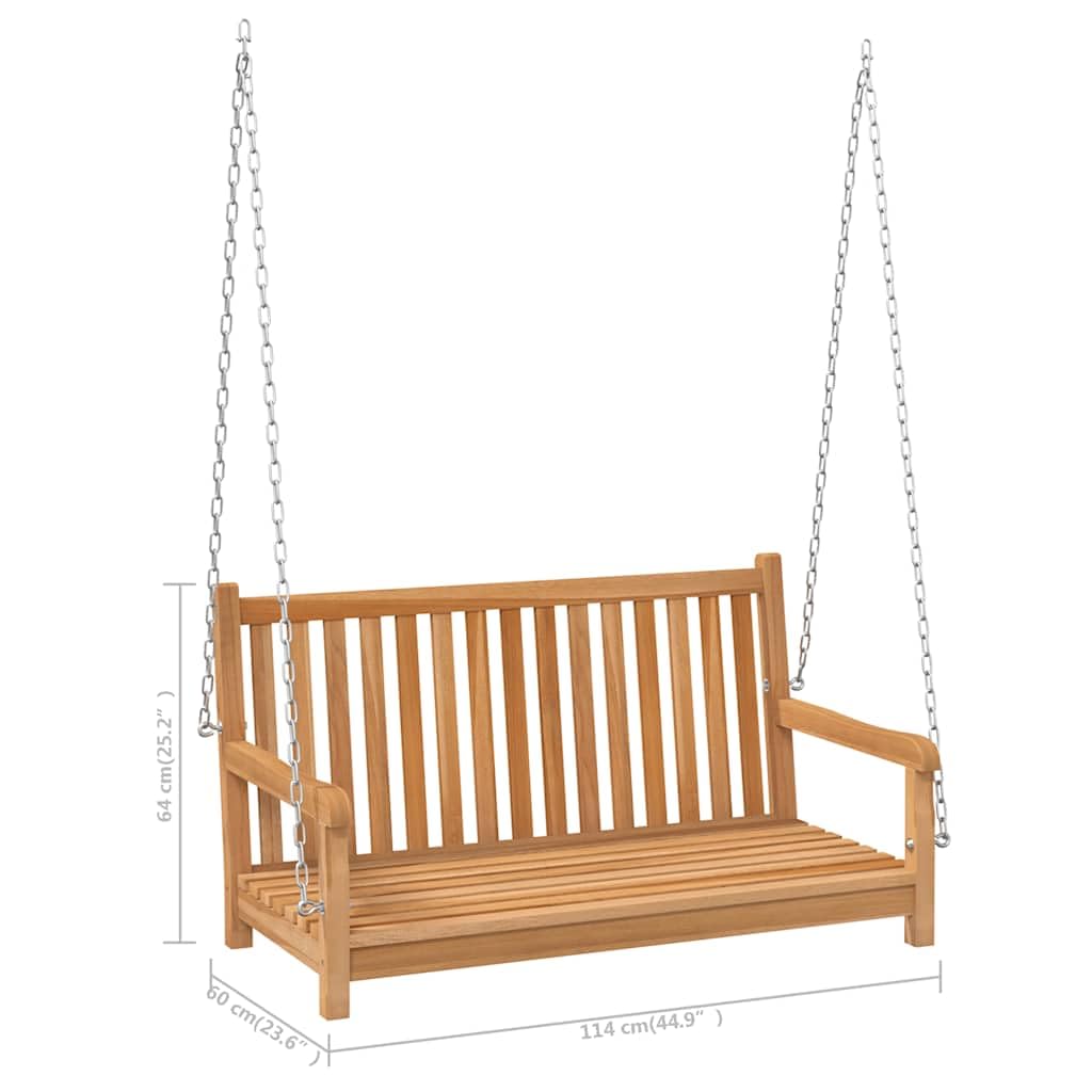 vidaXL Banco balancín de Madera Maciza de Teca 114x60x64 cm