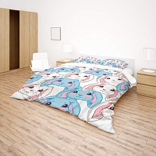 Linge de lit King Size sans repassage ultra doux motif lapin pour lit 3 pcs - 4
