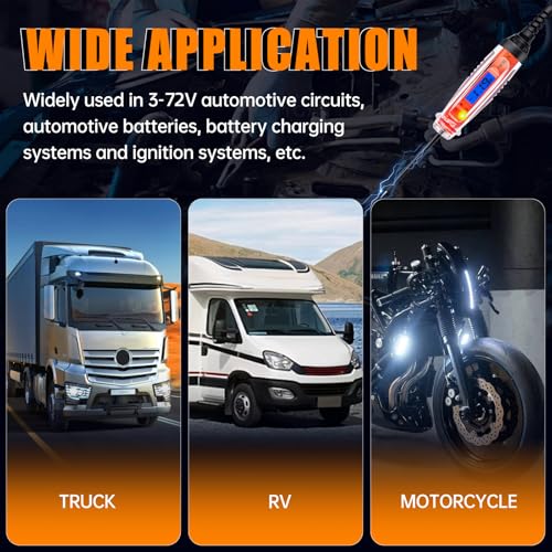 Image of Automotive Test Light 3-72V DC Digital Light Tester with Voltmeter, Heavy Duty Auto Circuit Tester with LCD Backlight Display and LED Indication, Electric Test Pen with Illumination