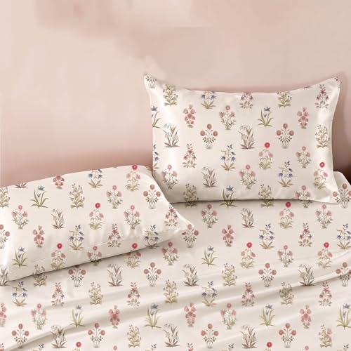Image of Ishro Home Premium Bedsheet for Double Bed with 2 Pillow Covers - Cloud Cotton Bedsheet, Soft, Silky Smooth & Wrinkle Resistant, Luxury Printed Design (Flat Double Bed Size, Mysore Garden)