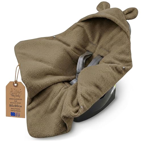 Manta Envolvente Silla Coche Bebé Boucle Boucle - Saco Invierno Bolsa Dormir Footmuff Carrito Accesorio Recién Nacido Niño Pequeño Cálida Suave Certificado Oeko-Tex Beige Oscuro