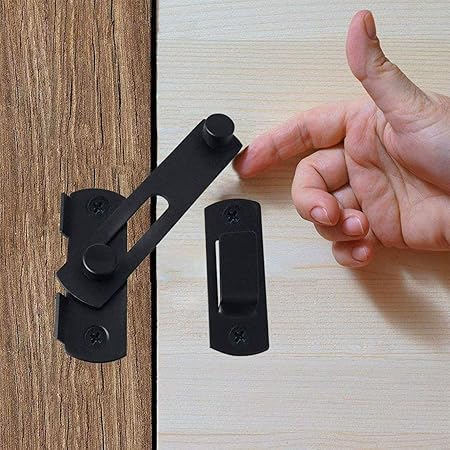 SKDBPM Heavy-Duty Sliding Door Lock, Black Stainless Steel Clamshell Latch, Indoor Outdoor Barn Gate Security Hardware(Pack of 1) 1