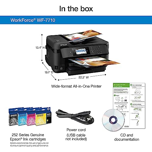 WorkForce WF-7710 Wireless Wide-format Color Inkjet Printer with Copy, Scan, Fax, Wi-Fi Direct and Ethernet, Amazon Dash Replenishment Ready