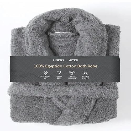 Linens Limited Egyptian Cotton Dressing Gown, Slate