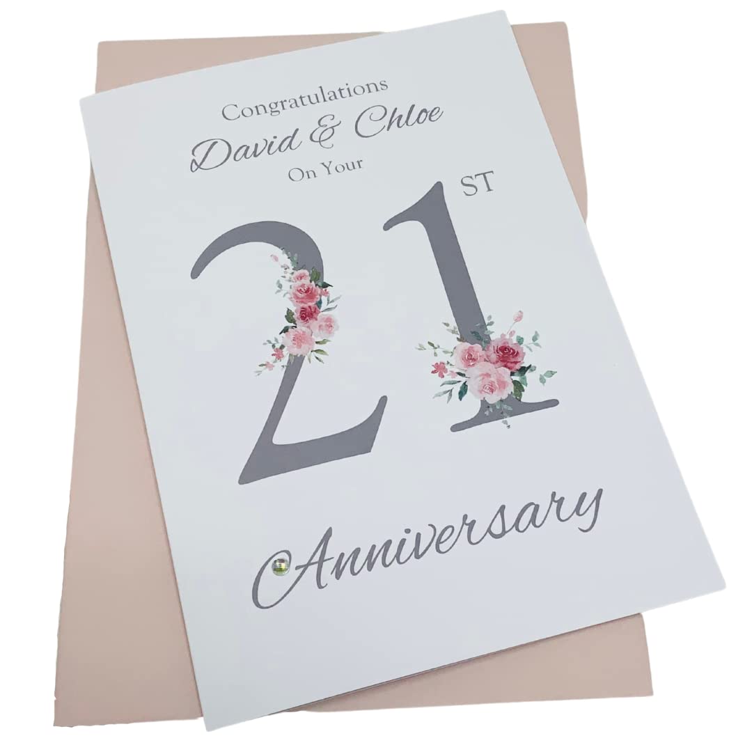 21st Wedding Anniversary Card Personalised Brass 21 Years - FN 21 — image 1