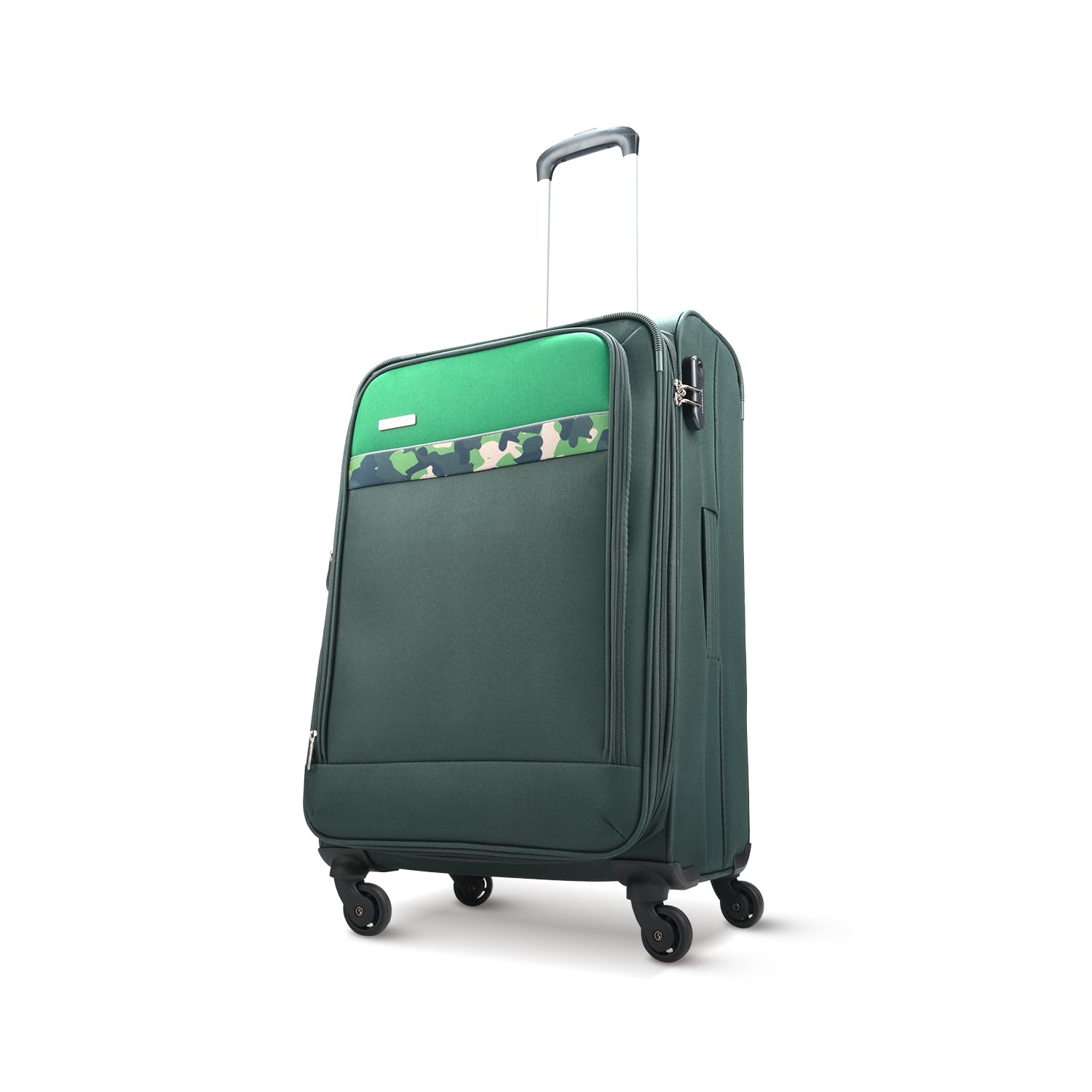 Aristocrat Medium Commander 69Cms Premium Polyester with PVC Coating Soft Sided Check-in 4 Spinner Wheels Green Suitcase