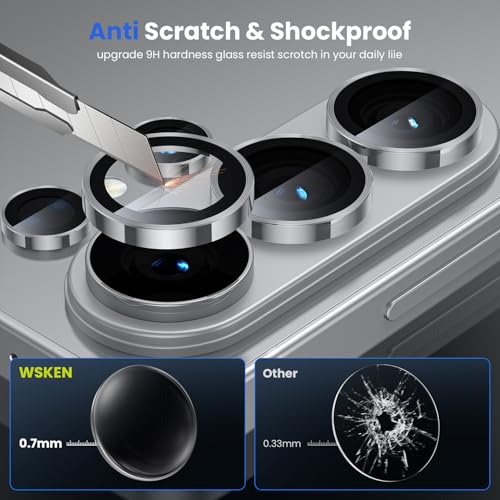 Image of WSKEN for Samsung Galaxy S26 Ultra Camera Lens Protector - Ultra Thin Case Friendly, 9H Shatterproof Tempered Glass with Anti Scratch Metal Circle Camera Screen Protector Cover Accessories, Silver