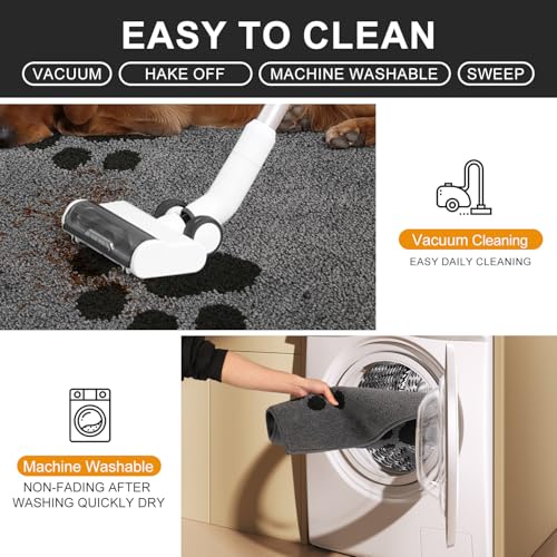 Mibao Türmatte Inenn 50 x 80 cm, Schmutzfangmatte für den Eingang und Hintertür, rutschfeste Fußmatten, maschinenwaschbar, weicher Haustierteppich für schlammige Schuhe und Pfoten, Grau