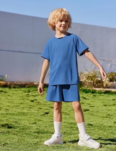 Image of Arshiner Boys Loose Athletic Set Crew Neck T-Shirt & Mesh Short 4-13 Years | Boys Loose Athletic Shorts Set Performance Crew Neck T-Shirt and Mesh Short Outfits Lightweight & Breathable