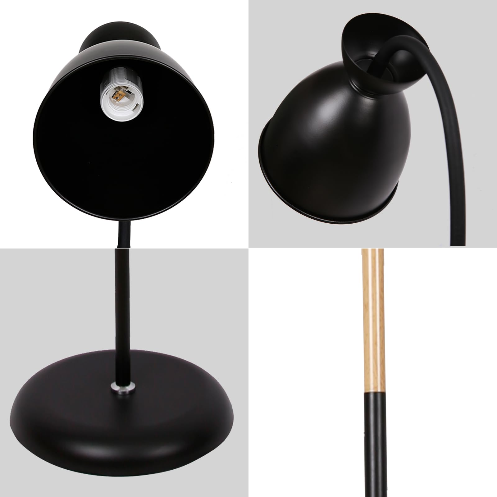 Amdelne Lampada da Terra Vintage in Metallo, E27 MAX 60W Lampada a Stelo da Terra LED con Lampadina Esclusa, Nero Piantana Luce Regolabile H 159 cm Design per Salotto, Camera da Letto, Ufficio, Studio