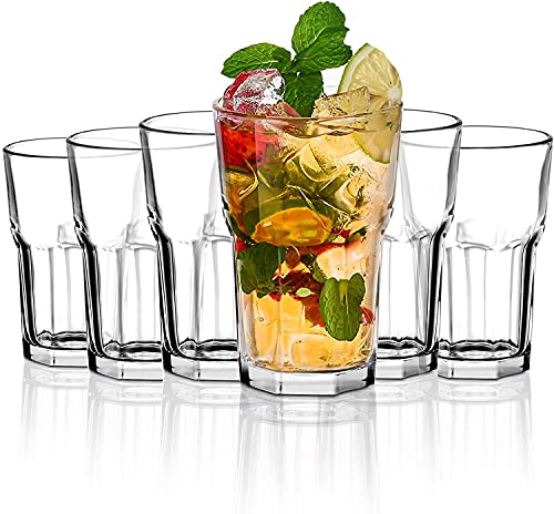 Image of 300ml Clear Glass Tumbler, Highball Drinking Glasses for Cocktails, Juices, Milkshakes (6, 300ML)