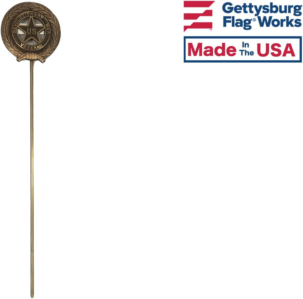 American Revolution Bronze Grave Marker, Cemetery Memorial Flag Holder, Revolutionary War Veteran Plaque, Made in USA