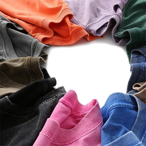 2PCS Men Oversize T-Shirt Men's Heavy Cotton Summer T-Shirt tee Loose Fit Short Casual Wash Solid Basic tee Tops (M,03)