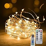 CCINEE LEDイルミネーションライト ジュエリーライト 100球 10m USB式 リモコン付 8モード 点滅 点灯 タイマー機能 防水 防塵仕様 屋外 室内 ガーデンライト 正月 クリスマス 結婚式 飾り ストリングライトー (USB式 暖かい色)