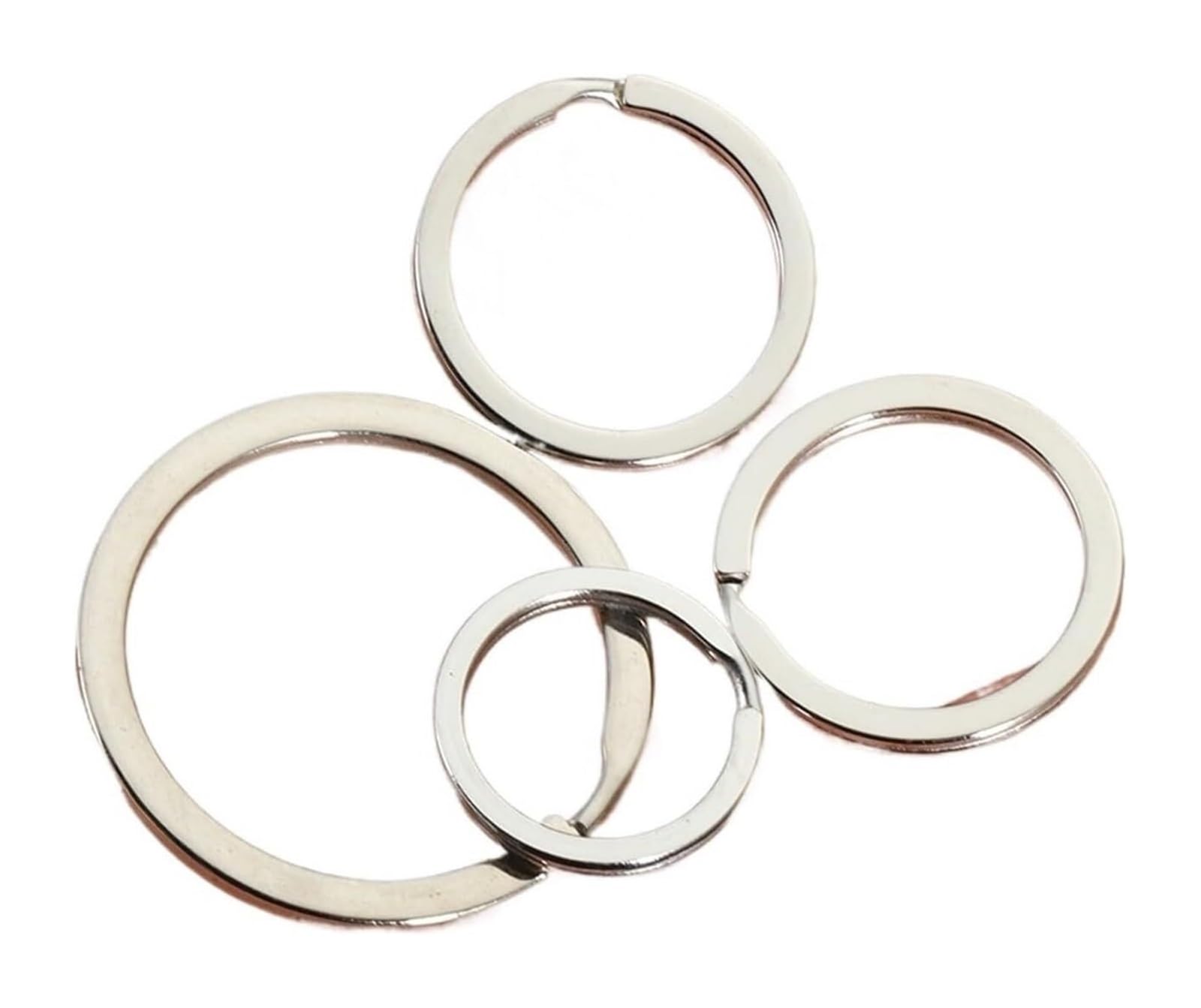 Dzielone pierścienie skokowe ze stali nierdzewnej | Srebro 15mm 30mm 40mm 20 szt.: Biżuteria, Breloki(Outer Dia 40mm)