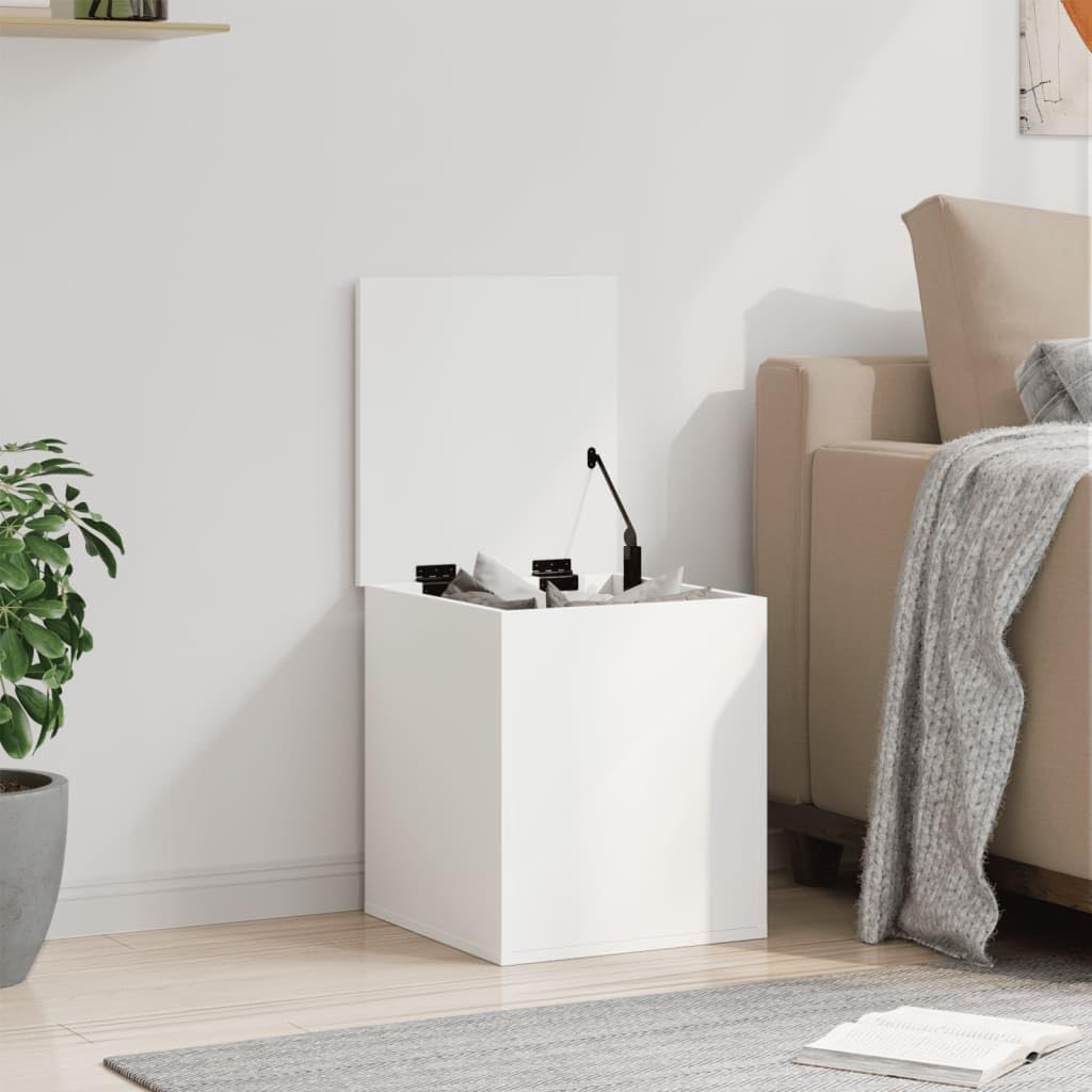 Caja de almacenamiento blanca, 40 x 42 x 46 cm, material de madera, organizador de almacenamiento, estante, ropa, armario