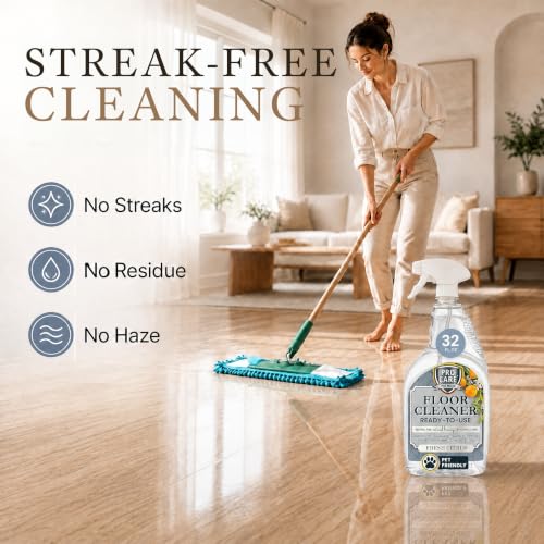Image of ProCare Citrus Floor Cleaner (Made in USA) | Streak Free Cleaner for Tile, Stone, Laminate, Vinyl & Natural Wood Floor Cleaner for Mopping, Floor Cleaning Solution with Citrus Aroma -32oz Spray Bottle